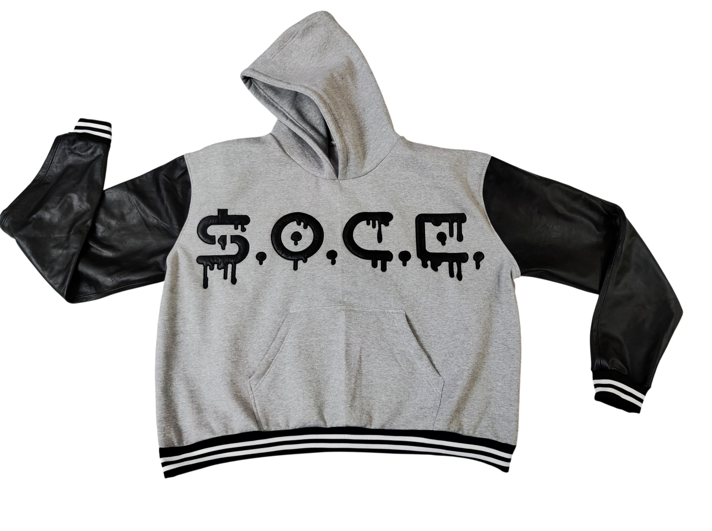 Leather Sleeve Sport Hoodie