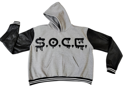 Leather Sleeve Sport Hoodie