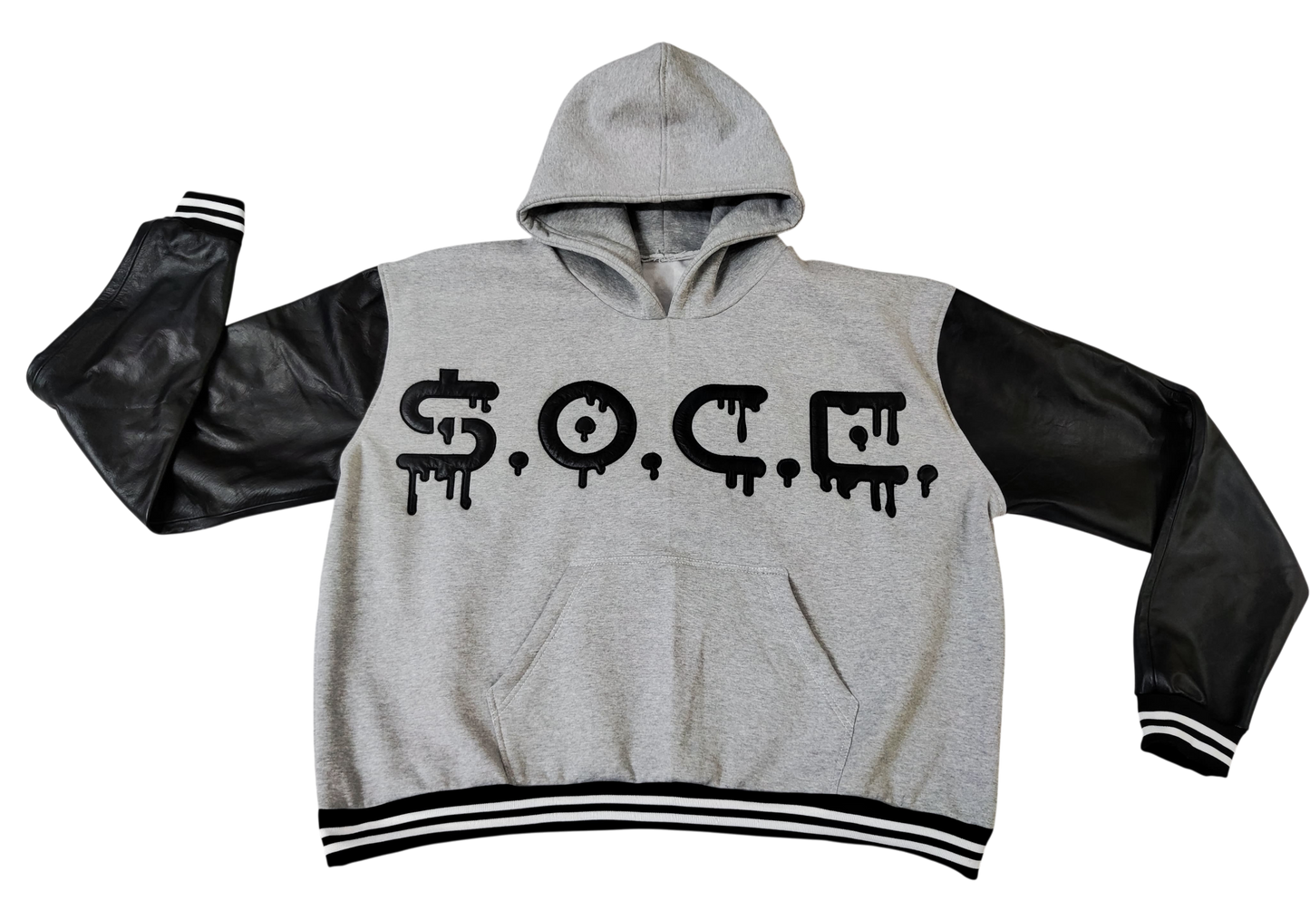 Leather Sleeve Sport Hoodie